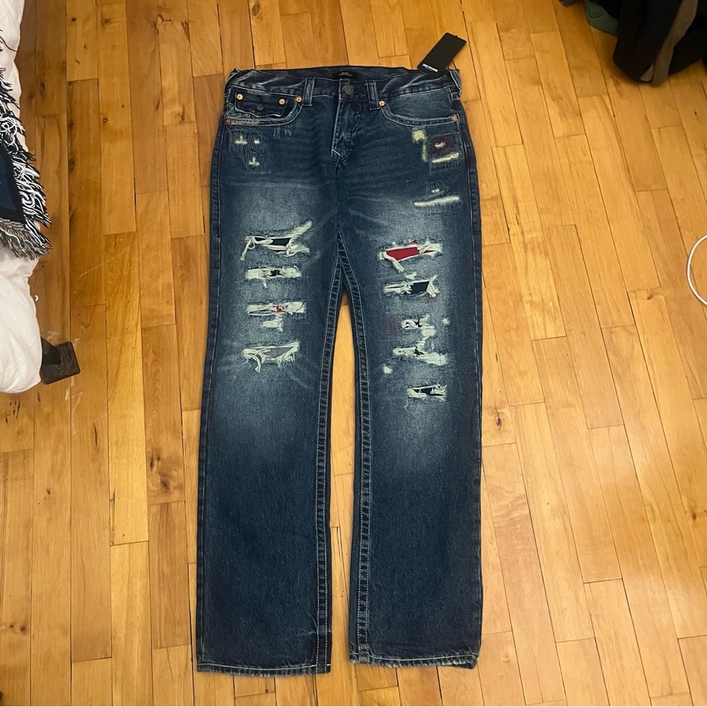 True Religion Dark Blue Distressed Jeans